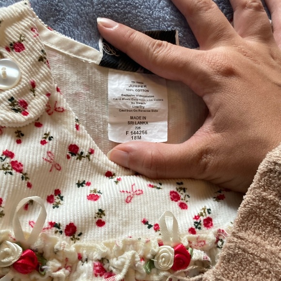 Rare Editions Cream and Red Floral Kids Dress - Picture 4 of 4